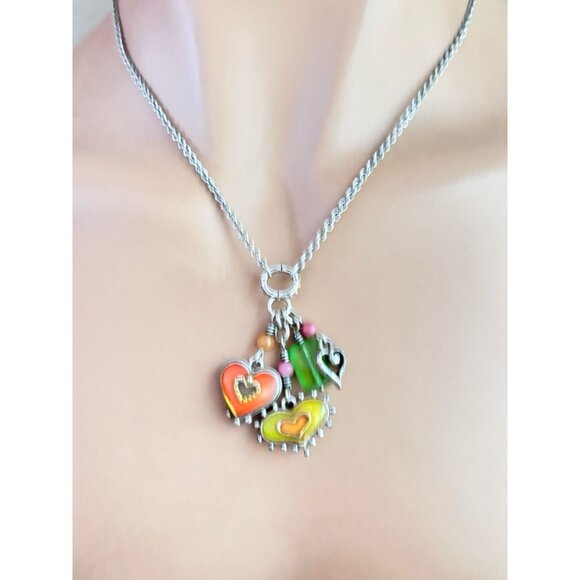 Brighton Portobello Heart Enamel And Crystal Vintage 18" Long - Picture 3 of 5